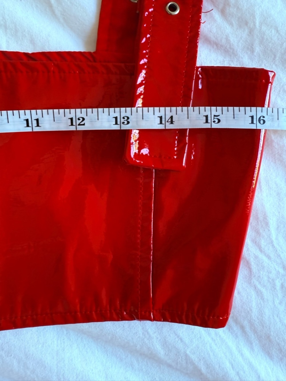 Red Patent Leather Corset Crop Top Buckle Strap Vinyl Bustier M - Picture 5 of 8